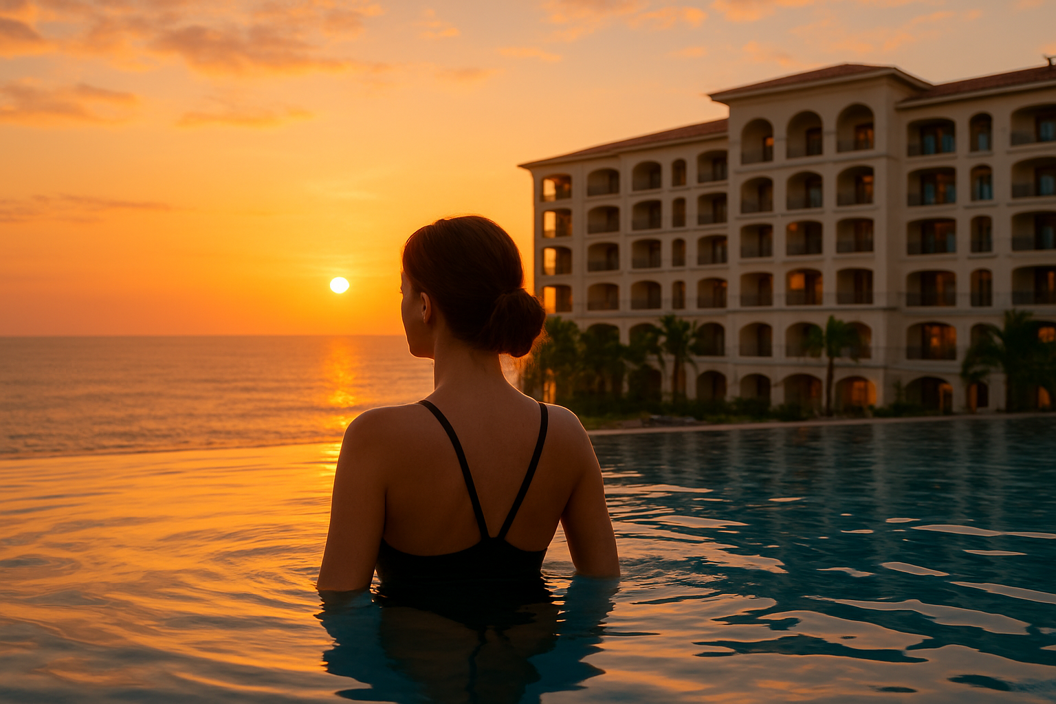 Infinity pool at sunset